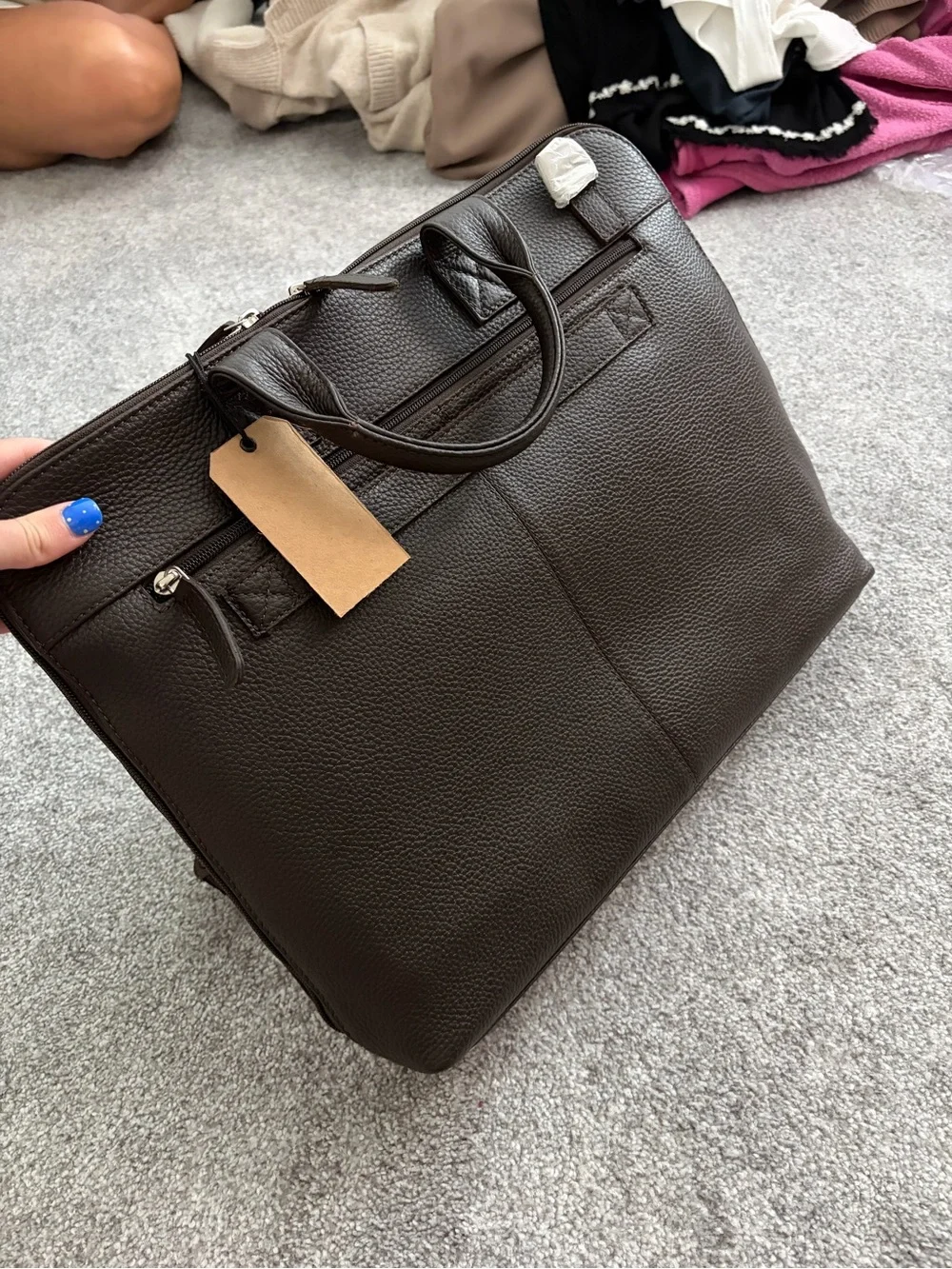 Dark Brown Leather Briefcase Bag for Men